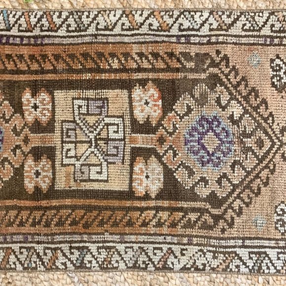 Vintage Small Boho Turkish Mini 2x3 Rug Brown - Picture 3 of 4
